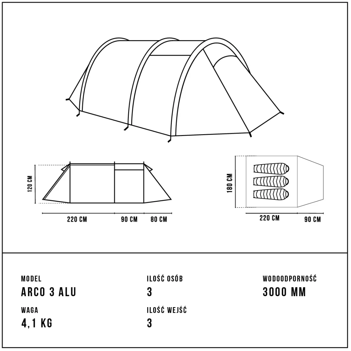 Namiot Arco 3 ALU<Alpinus Discount