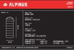 Śpiwór Warm 1350 (Lewy)<Alpinus
