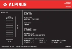 Śpiwór Warm 1800 (Prawy)<Alpinus Clearance